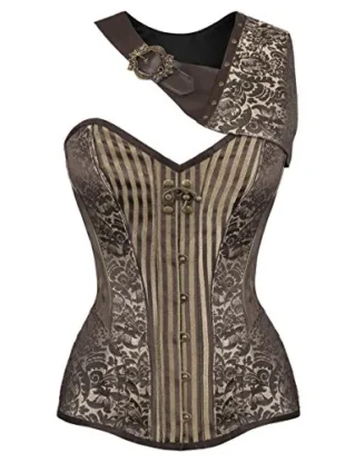 Spiral Boned Gold Brocade Steampunk Corset with Bolero-3XL steampunk buy now online