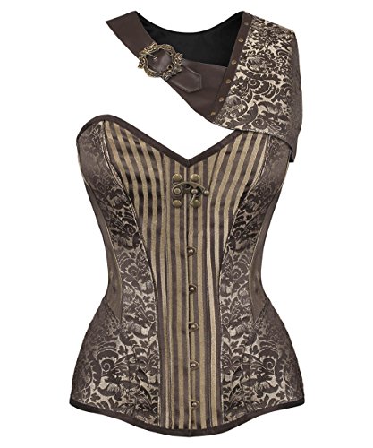 Spiral Boned Gold Brocade Steampunk Corset with Bolero-3XL steampunk buy now online