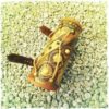 DELUXE model of Duos Tubos Coronas / SteamPunk Brass & Leather Cuff / Handmade from vegetanned hand dyed leather (SPB040DLX) by BardJester steampunk buy now online