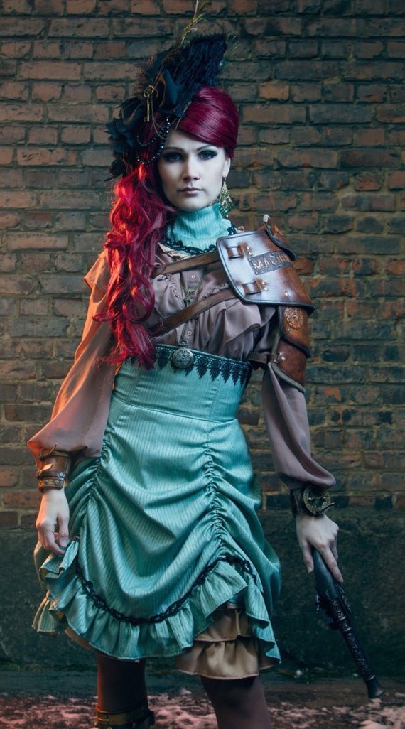 Machina Reficere - SteamPunk Shoulder armour - Handmade leather / From vegetanned hand dyed leather (SPSA005) by BardJester steampunk buy now online