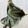 Military Jacket, Steampunk Painted Jacket, Army Coat TC100, Womens Clothing, Long Women Coat, Swing Coat, Handmade Coat, Cotton Coat by Teyxo steampunk buy now online