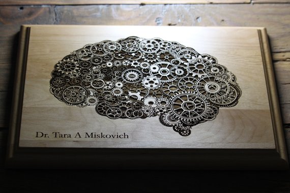 Personalized Steampunk Brain Plaque, Psychologist Gift, Office Decor, Future Doctor, Doctor Gift, Medical Art, Psychology Art, Human Brain by AFamilyForest steampunk buy now online