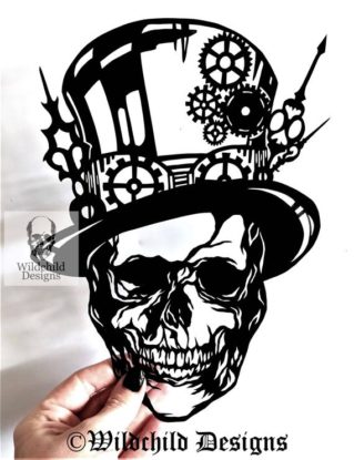 Steampunk Skull Paper Cutting Template, Personal Use, Vinyl Template, Wildchild Designs, Victorian Template, Top Hat, Steam Punk Template by WildchildDesigns77 steampunk buy now online