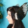 Valkyrie style beautiful and unique real taxidermy magpie wing headband, steampunk, gothic, party, festival, burlesque MADE TO ORDER by WildHeartTaxidermy steampunk buy now online