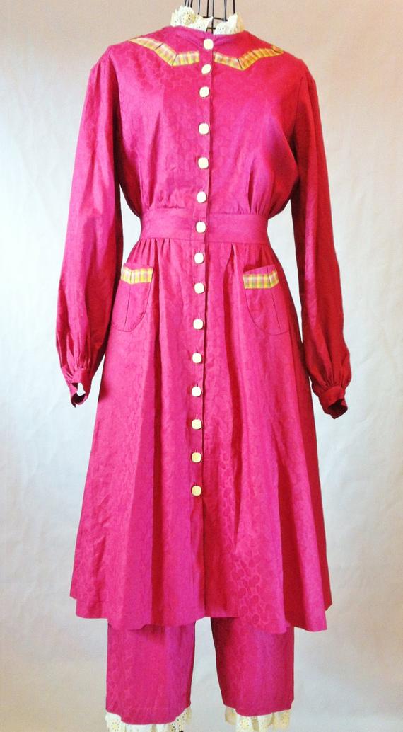 Victorian Dress and Bloomers Set, Suffragette, Dickens Faire, Steampunk, Dress and Bloomers, Embossed Fabric, Unique by CostumeEclectic steampunk buy now online