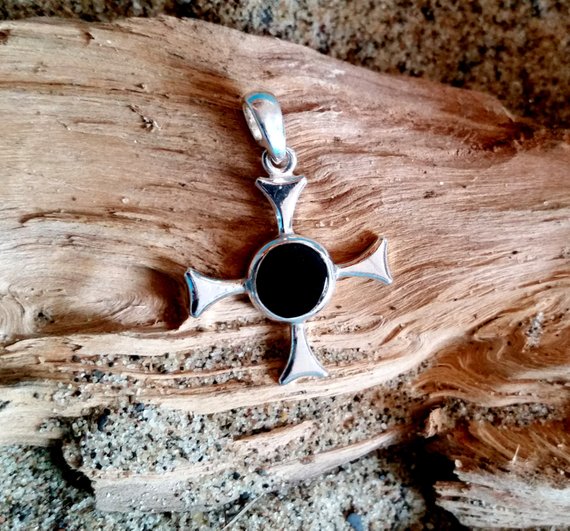 Whitby jet Celtic cross pendant by WhitbyJetSet steampunk buy now online