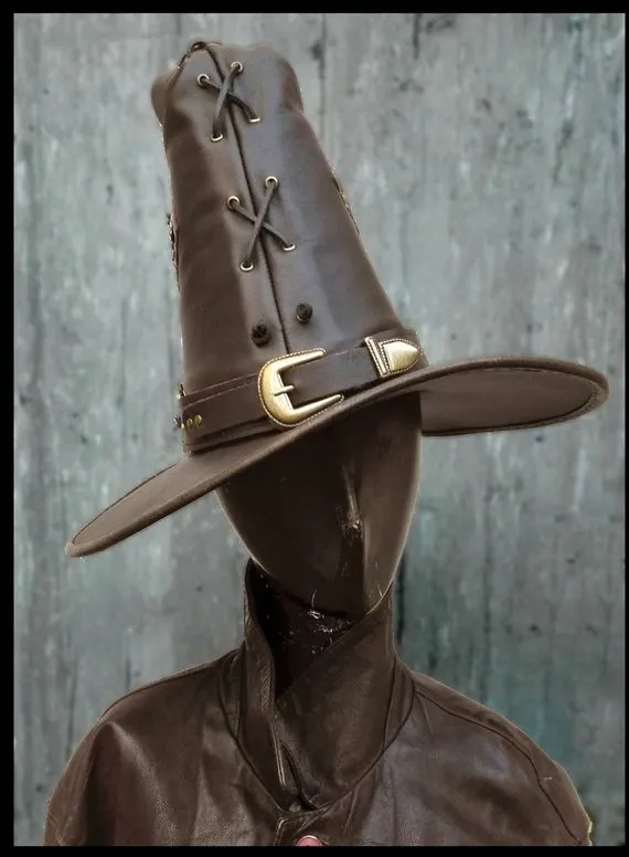 Wizard Magician Fantasy Style Hat - Magician - Wizard - War - Hammer - Magic - Lord - Rings - Leather - Leather Hat - Witch Hunter by BardJester steampunk buy now online Wizard Magician Fantasy Style Hat - Magician - Wizard - War - Hammer - Magic - Lord - Rings - Leather - Leather Hat - Witch Hunter by BardJester steampunk buy now online