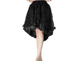KYEYGWO Woman's Black Lace Corset Skirt Asymmetrical High Low Party Dress Steampunk Costume Plus Size, XL steampunk buy now online