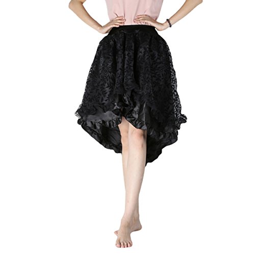 KYEYGWO Woman's Black Lace Corset Skirt Asymmetrical High Low Party Dress Steampunk Costume Plus Size, XL steampunk buy now online