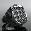 5.15 cttw mens diamond cluster ring. 18k Organic chiseled crystal habit signet pavé. Chunky rocks big huge black gold white gold rockstar. by DeMerJewelry steampunk buy now online