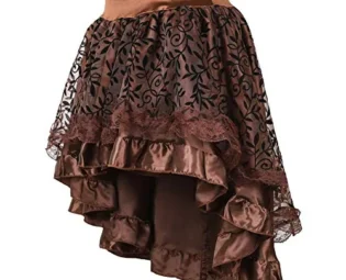 Grebrafan Steampunk Women Skirt with Zipper,Multi Layered High Low Outfits (UK(22-24) 6XL, Green) steampunk buy now online