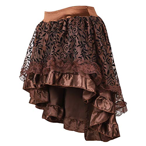 Grebrafan Steampunk Women Skirt with Zipper,Multi Layered High Low Outfits (UK(22-24) 6XL, Green) steampunk buy now online