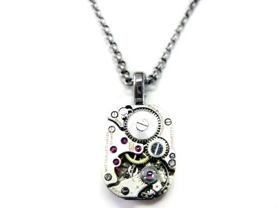 Rectangular Steampunk Watch Necklace by AvantGardeDesign steampunk buy now online