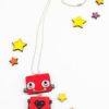 Red wood laser-cut robot pendant. Handmade pendant necklace by ThinkupUpcycledstuff steampunk buy now online