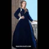 Renaissance Medieval NAVY Blue Velvet "Gabriella" Dress Clothing Bodice Skirt Pearl Detachable sleeves HALLOWEEN COSTUME Madrigals #1 by MajesticVelvets steampunk buy now online