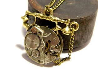 Retro handset steampunk jewelry necklace Retro telephone, clockwork, antique bronze colored phone, unique mens gift for birthday anniversary by EmilySteampunk steampunk buy now online