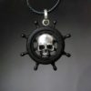 Skull and Rudder - Silver and black wood rudder pendant- Pirate pendant by AlchemiA925 steampunk buy now online