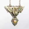 Steampunk Iridescent Winged Watch Movement Pendant Necklace with Vintage Harlequin Fire Opal, Steampunk Necklace, Watch Opal Necklace PN54 by RavensSecretStash steampunk buy now online