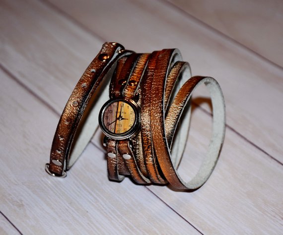 Steampunk jewelry - Womens watches - Brown leather watch - Steampunk wrist watch by FamilySkinersStyle steampunk buy now online