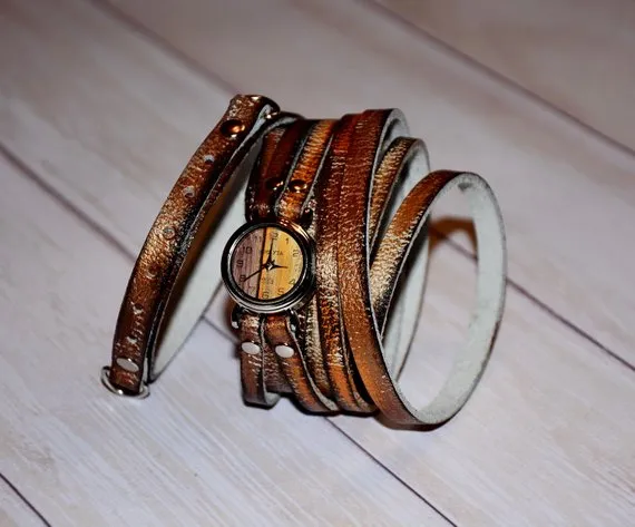 Steampunk jewelry - Womens watches - Brown leather watch - Steampunk wrist watch by FamilySkinersStyle steampunk buy now online