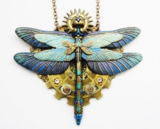 Steampunk Triple Dragonfly Necklace, Steampunk Necklace, Steampunk Dragonfly, Dragonfly Necklace, Steampunk Dragonflies Gears Jewellery PN97 by RavensSecretStash steampunk buy now online