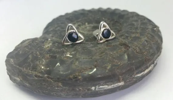 Whitby Jet and sterling silver Celtic knot stud earrings by WhitbyJetSet steampunk buy now online