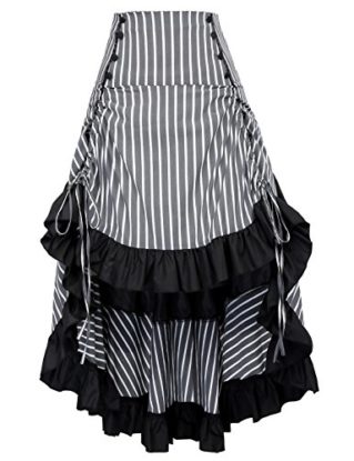 Belle Poque Women Gothic Long Skirt Steampunk Victorian High Low Skirt 1950s Vintage Corset Skirt S steampunk buy now online