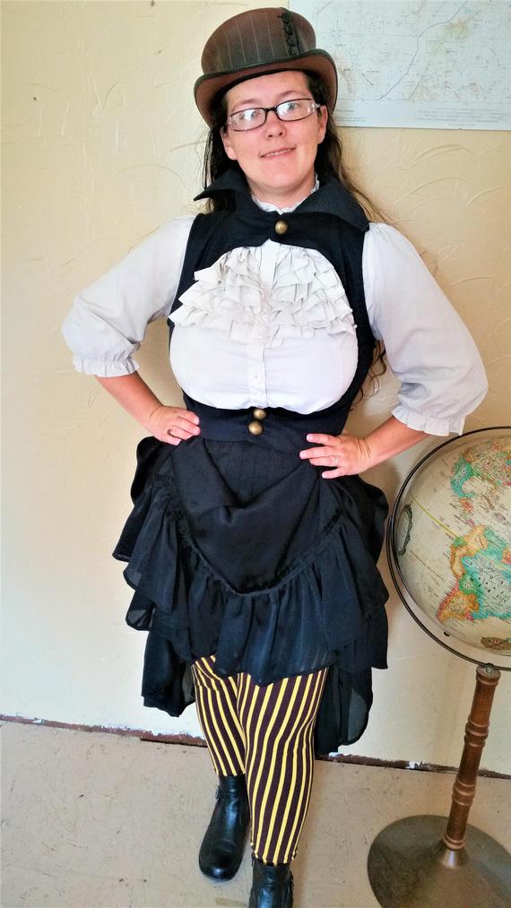 Black Gothic Steampunk Waistcoat Vest by Steamtowers steampunk buy now online