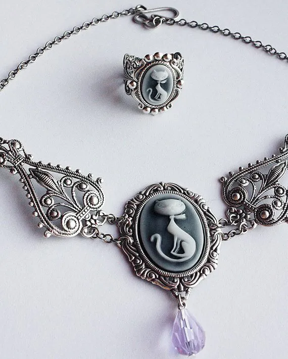 Cat cameo necklace by pinkabsinthe steampunk buy now online