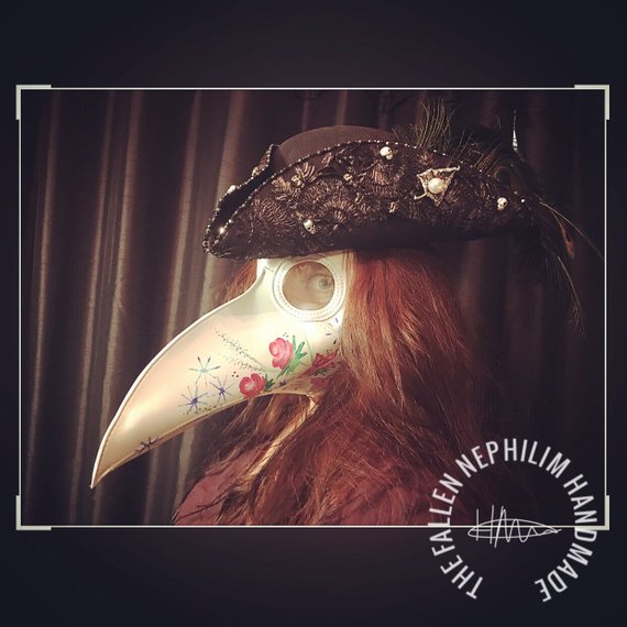 Full Size Hand Painted Plague Mask - White - Fancy Dress - Made to Order - Macabre, Steampunk, Goth by TheFallenNephilim steampunk buy now online