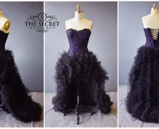 gothic wedding dress-purple and black wedding dress-plus size wedding dress-black wedding dress-alternative wedding dress-corset gown by thesecretboutique steampunk buy now online