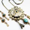 Steampunk Antique Watch Dial with Eiffel Tower, Abalone, and Owl Pendant Necklace Earring Set , Steampunk Necklace, Steampunk Earrings NES29 by RavensSecretStash steampunk buy now online