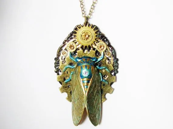 Steampunk Teal Cicada Necklace, Steampunk Cicada Necklace, Steampunk Necklace, Steampunk Cicada, Cicada Gear Crystal Necklace, PN101 by RavensSecretStash steampunk buy now online Steampunk Teal Cicada Necklace, Steampunk Cicada Necklace, Steampunk Necklace, Steampunk Cicada, Cicada Gear Crystal Necklace, PN101 by RavensSecretStash steampunk buy now online