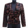 Vintage Black Velvet Blazer Women's Red Abstract Print Evening Jacket 1980's 80's Shoulder Pads Double Breasted Velvet Blazer Medium Size by VintageSuggestion steampunk buy now online