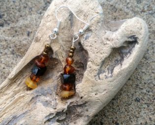 Whitby jet and amber bead drop earrings by WhitbyJetSet steampunk buy now online