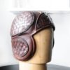 Woven leather helmet with hidden magnetic pocket, Sample sale product, Leather helmet, Steampunk headgear by Ophilya steampunk buy now online