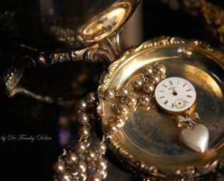 1800s Storybook Pendant by Fae Factory Visionary Artist Dr Franky Dolan {Soldered Antique Pocket Watch Necklace Rosary Bead Pearl Gold} by faefactory steampunk buy now online