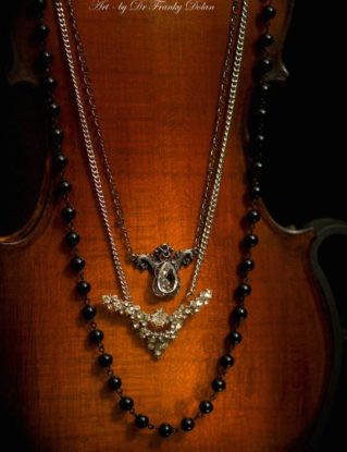 Bohemian Multi-Strand Necklace by Fae Factory Artist Dr Franky Dolan {Handmade Statement Heirloom Rhinestone Keyhole Black Glass Rosary} by faefactory steampunk buy now online