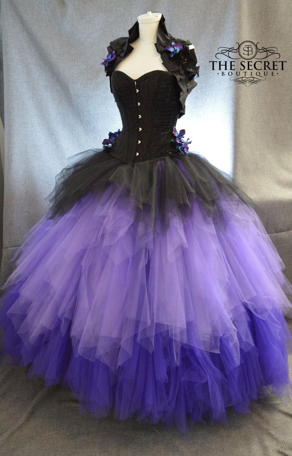 bridal separates-ombre tulle skirt-gothic wedding skirt-tulle skirt wedding-purple and black wedding skirt-long tulle skirt-Skirt only by thesecretboutique steampunk buy now online
