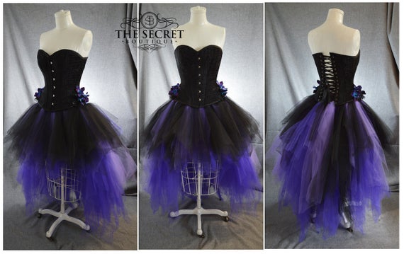 Gothic tutu-adult tutu high low-prom tutu high low-black and purple tutu-ombre tulle skirt-plus size tutu high low by thesecretboutique steampunk buy now online
