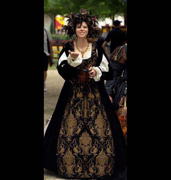 Renaissance Medieval Black brocade "Julian" dress bodice, skirt, detachable sleeves Costume Clothes Clothing#1 by MajesticVelvets steampunk buy now online