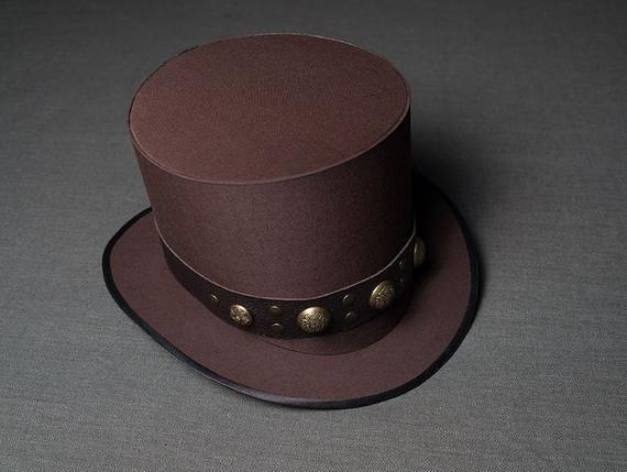 Steampunk Brown Clothing Party Hat with Leather Belt Women Costume Decor Victorian Men Top Hat Cosplay Wedding Gift Dress Steampunk Top Hat by SteampunkHatMaker steampunk buy now online