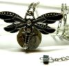 Steampunk jewelry necklace "The Dragonfly Odonata" face of girl, big old clockwork, silver colored, black gray enamel, gift for wife, sister by EmilySteampunk steampunk buy now online