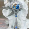 Steampunk key necklace with swarovski deep blue crystals by DreamCloudJewelry steampunk buy now online