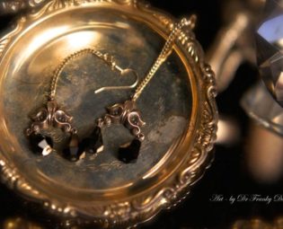 Victorian Dangle. Black Crystal Earrings by Fae Factory Visionary Artist Dr Franky Dolan {Original jewelry fantasy silver earring dangle} by faefactory steampunk buy now online