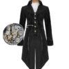 Black Steampunk Waistcoat, Mens, Cosplay, Alternative, Tail coat, Brocade, featuring watch movement buttons, by SteampunkMovement steampunk buy now online