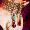 Blue and purple crystal skull earrings by SkulltasticBoutique steampunk buy now online