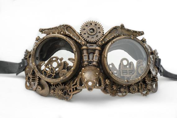 Burning man Steampunk goggles Techno phantom masquerade mask by Artcreativehands steampunk buy now online