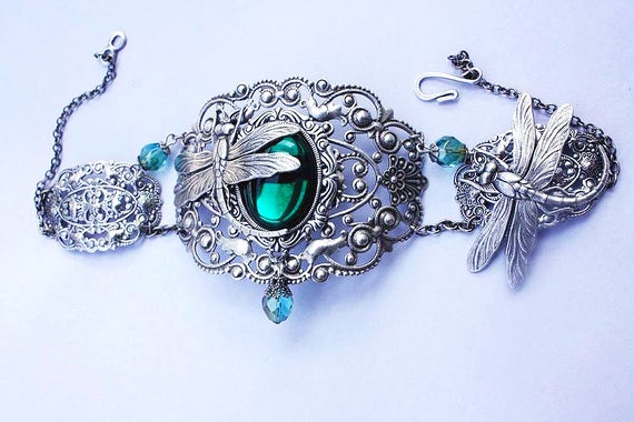 Emerald dragonflies choker by pinkabsinthe steampunk buy now online