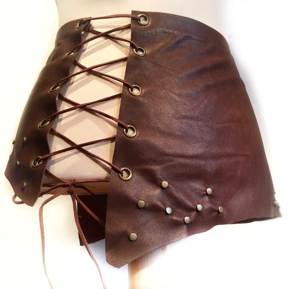 JESSE Leather Skirt Festival-Fashion Burning man-Wear Alternative Rave Sexy Burlesque Tribal-Fusion Natural-Materials Recycling Fashion by CinclusDesign steampunk buy now online